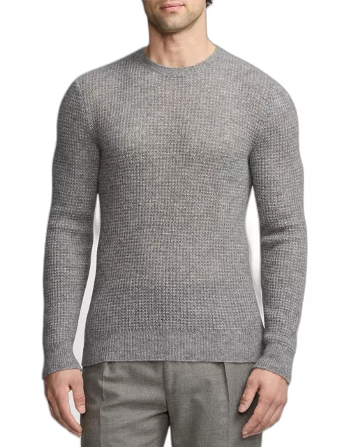 Men's Textured Cashmere Silk Crewneck Sweater