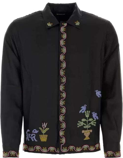 Bode Black Silk Garden Shirt