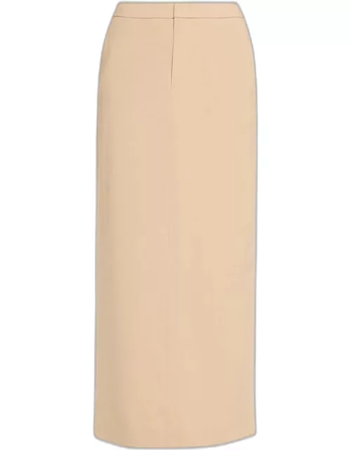 Mid-Rise Linen-Blend Maxi Skirt