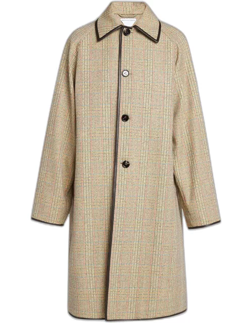 Distorted Prince Of Wales Wool Coat