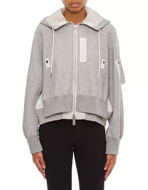 Sacai Sponge Sweat X Nylon Twill Hoodie Grey