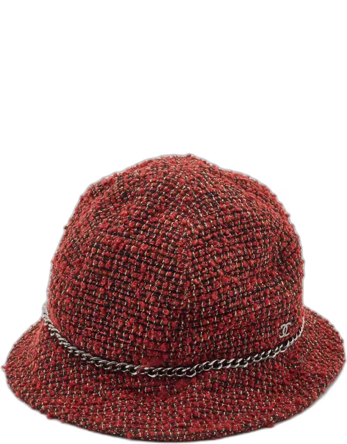 Chanel Red Tweed Bucket Hat