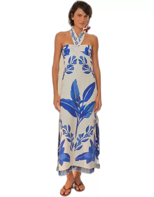 Off-White Blue Yard Sleeveless Maxi Dress, BLUE YARD OFF-WHITE /