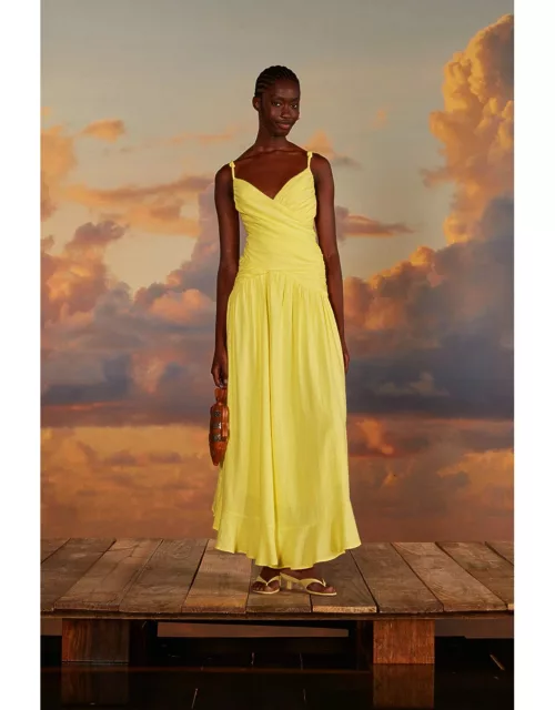 Yellow Cross Over Maxi Dress, YELLOW /