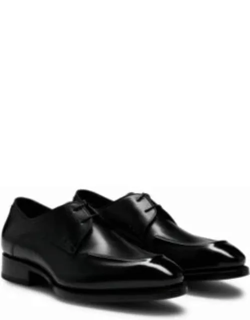 Apron-toe Derby shoes in leather with heel detail- Black Men's All Shoe