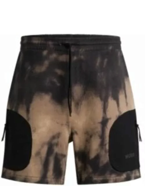 Cotton-terry relaxed-fit shorts with logo print- Brown Men's Online Exclusive