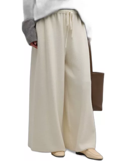Geordie Cashmere Towelling Wide-Leg Pull-On Pant