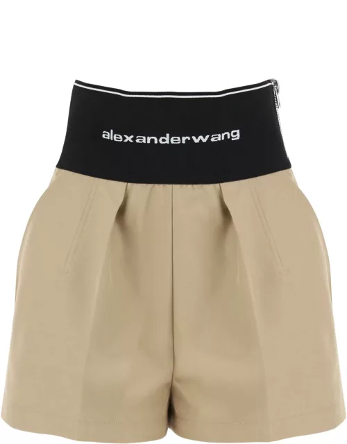 Alexander Wang Cotton And Nylon Shorts With Branded Waistband