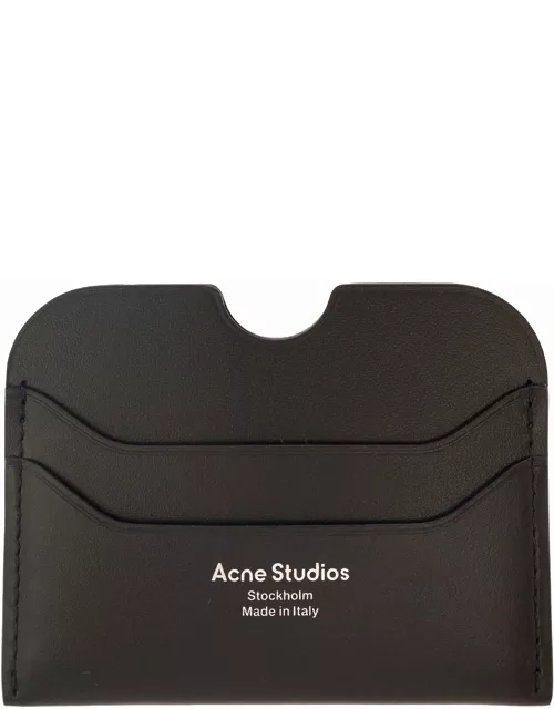 Acne Studios Black Card Holder With Laminated Logo At The Front In Smooth Leather Donna
