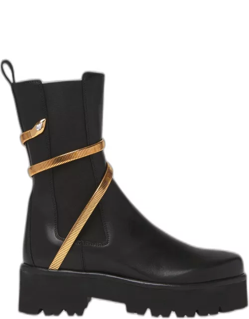 Leather Snake Chelsea Boot