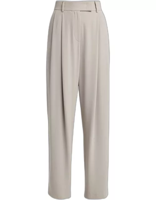 Washed Silk Pleated Wide-Leg Trouser