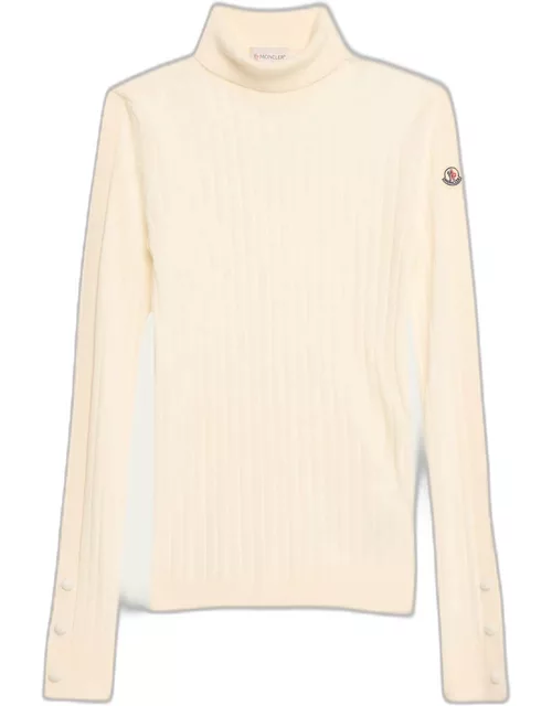 Wool Cashmere Blend Ribbed Turtleneck