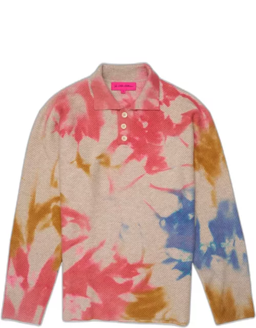 Men's Tie-Dye Cashmere Rugby Sweater