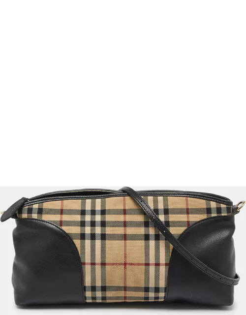 Burberry Beige/Black House Check Canvas and Leather Chichester Crossbody Bag