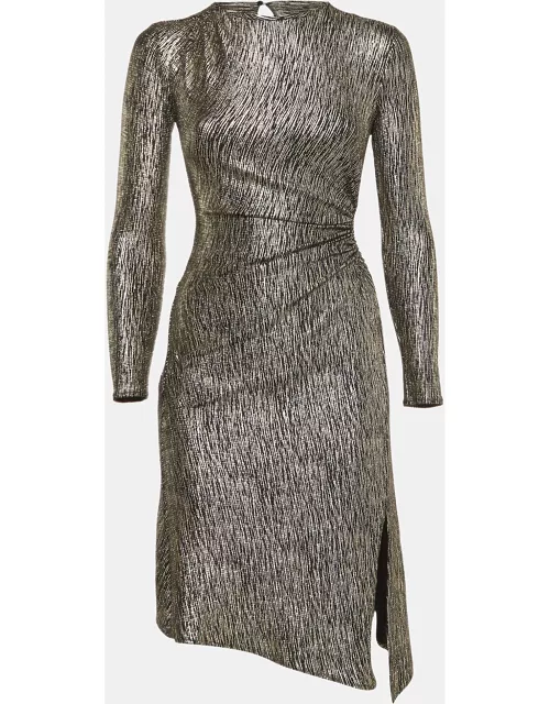 Maje Black/Metallic Lurex Knit Cut-Out Detail Short Dress