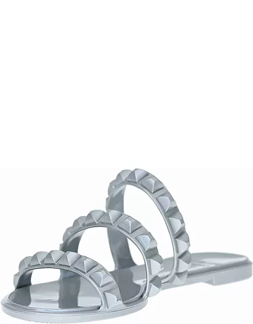 Maria 3 Strap Flat Jelly Sandals - Metallic Jelly - SILVER