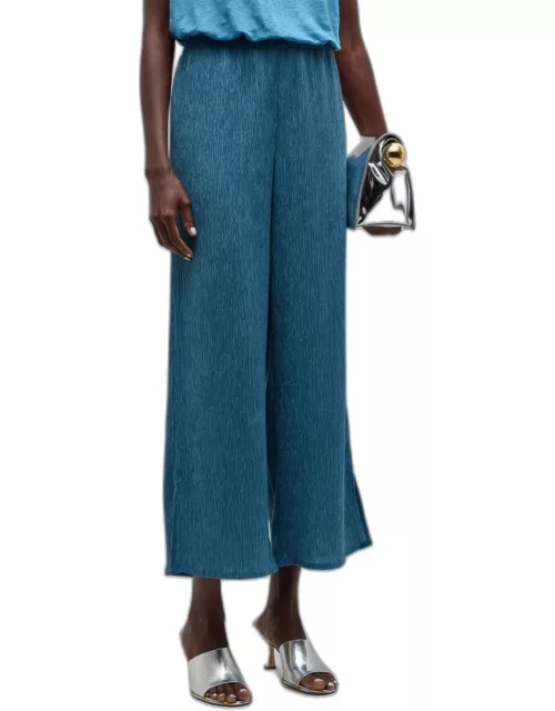 Cropped Wide-Leg Crinkled Pant