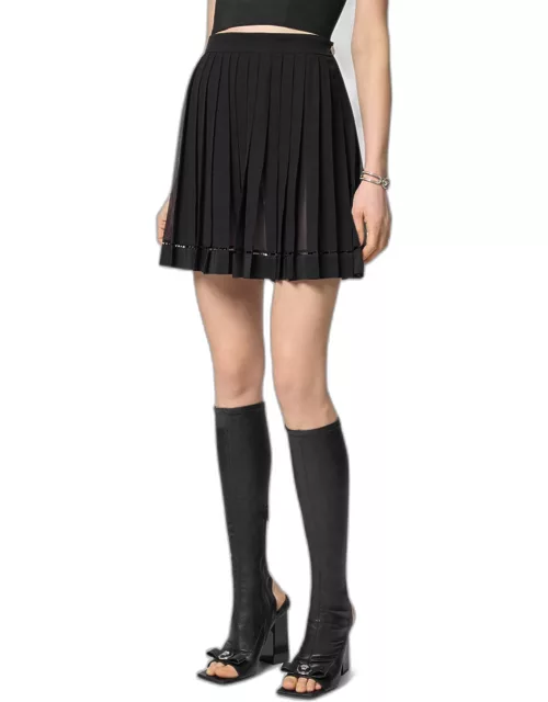 Pleated Silk Georgette Mini Skirt