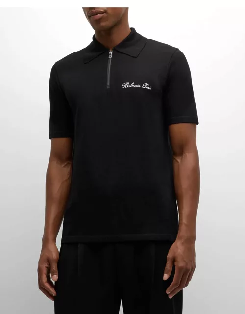 Men's Embroidered Zip Polo Shirt