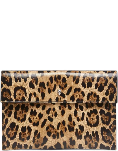 Envelope Leopard-Print Pouch Clutch Bag