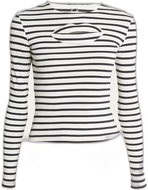 Fitted Stripe Top with Cut-Out