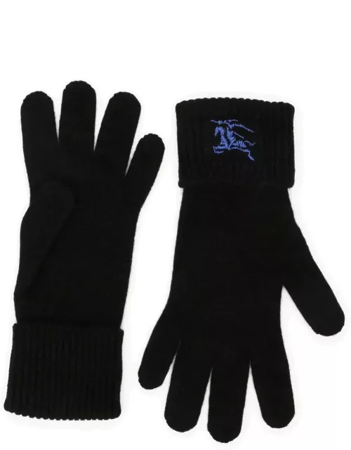 Burberry Black Cashmere Gloves With Logo