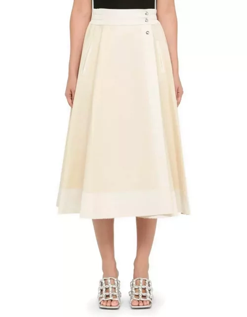 Khaite Ivory Cotton Midi Skirt