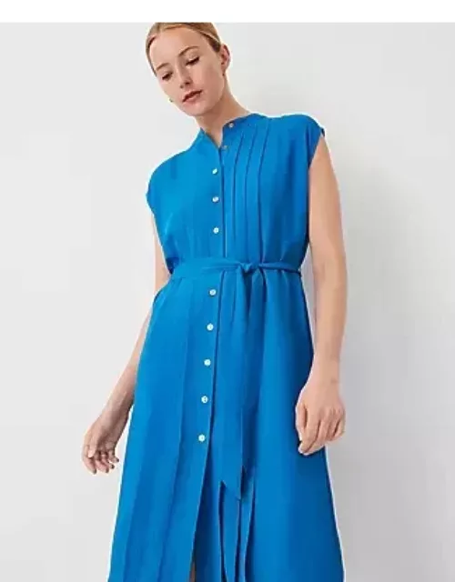 Ann Taylor Petite Pleated Belted Dres