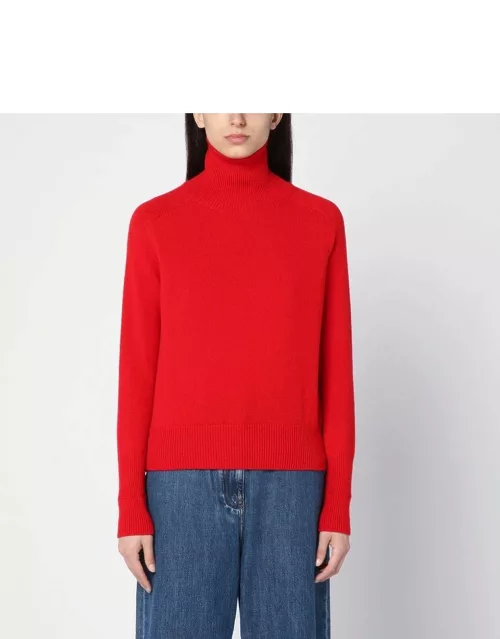 Red wool turtleneck sweater