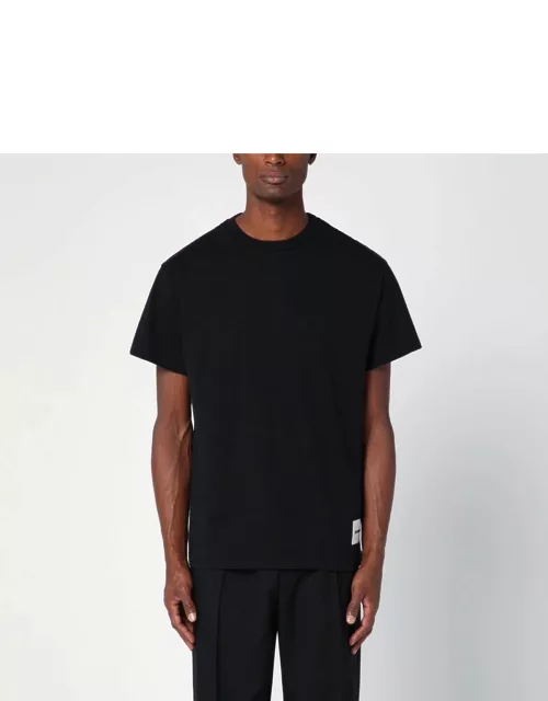 Black cotton T-shirt with logo patch