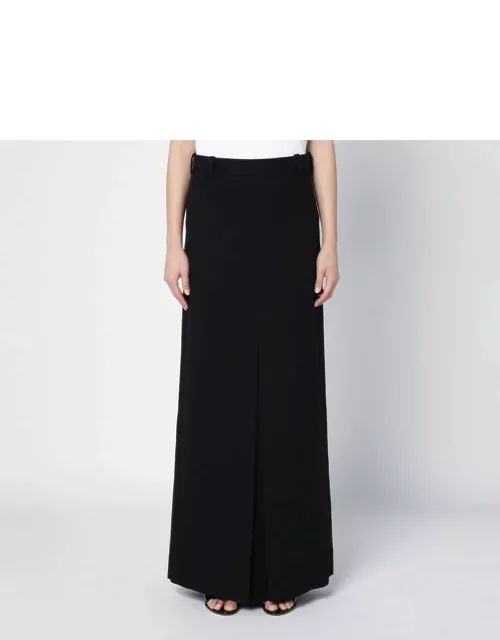Black wool-blend long skirt