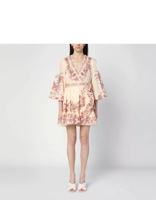 Waverly cream/pink cotton mini dres