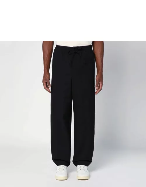Black wool trousers with drawstring