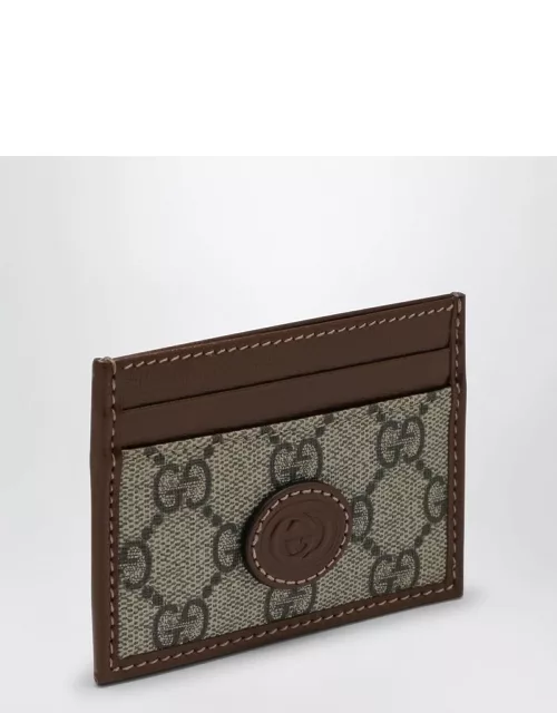 Fabric card holder GG Supreme beige/ebony