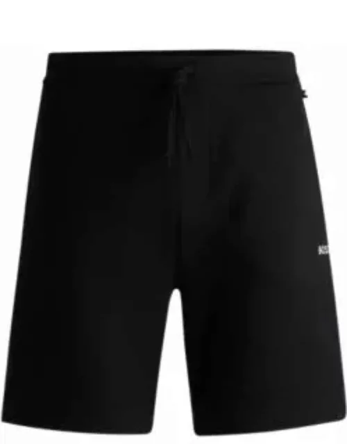 Pajama shorts with embroidered logo- Black Men's Nightwear
