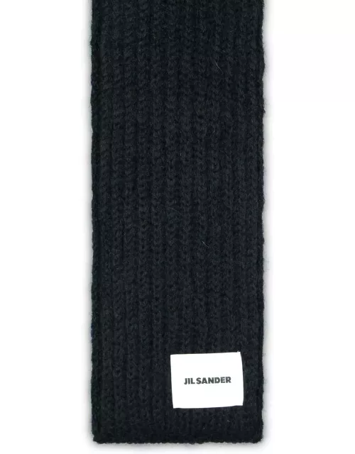 Jil Sander Black Wool Blend Scarf