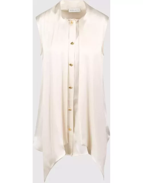 Nina Ricci Sleeveless Silk Muslin Shirt