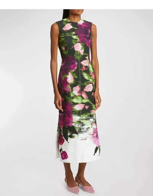 Abstract Floral Midi Pencil Dres