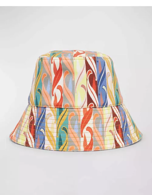 Multicolor Print Canvas Bucket Hat