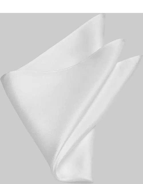 JoS. A. Bank Men's Solid Silk Pocket Square, White, One