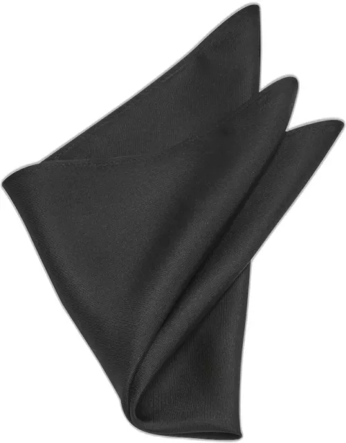 JoS. A. Bank Men's Solid Silk Pocket Square, Black, One