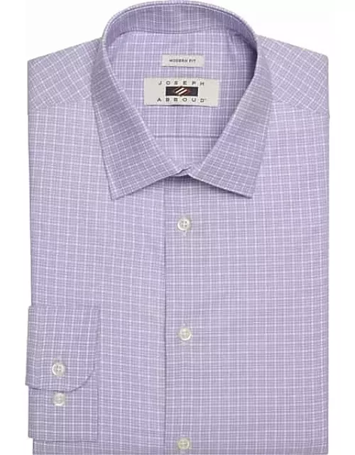 Joseph Abboud Men's Modern Fit Spread Collar Plaid Dress Shirt Lavender Check