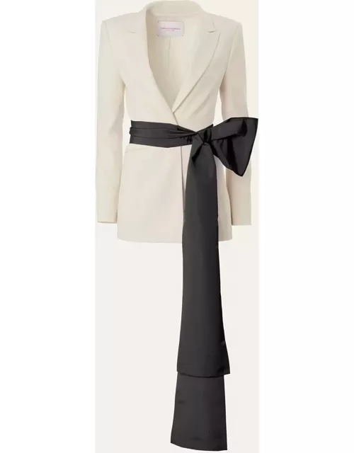 Tailored Blazer Jacket with Removable Faille Sash