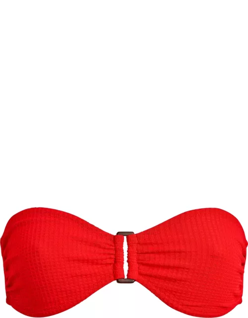 Women Ring Bandeau Bikini Top Jacquard Vichy - Swimming Trunk - Luce - Red