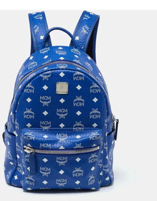 MCM Blue Visetos Coated Canvas and Leather Studs Stark Backpack