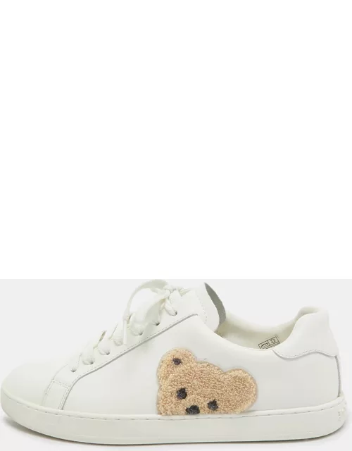 Palm Angels White Leather Teddy Bear Tennis Sneaker