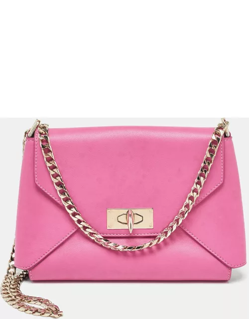 Givenchy Pink Leather Shark Lock Chain Clutch