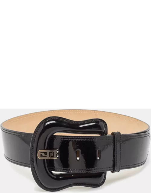Fendi Black Patent Leather Wide Buckle Belt 90 C