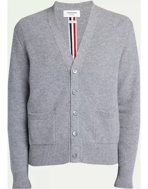 Men's Washed Pique Cardigan with Striped Back