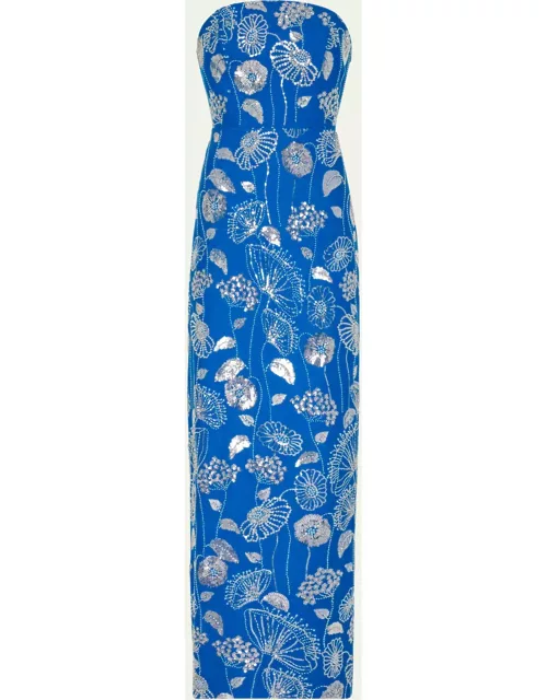 Orion Strapless Sequin Embroidered Maxi Dres